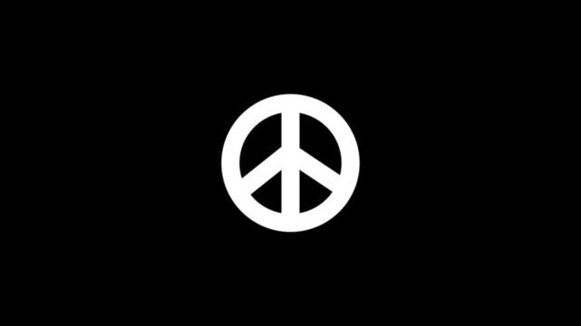 Peace icon isolated on grey background. Hippie symbol of peace. 4K Video motion graphic animation