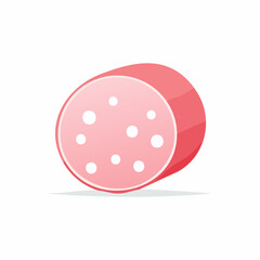Fototapeta premium Cartoon Illustration of a Round Slice of Bologna or Sausage, Food Product