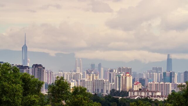 Time lapse of Kuala Lumpur Cityscape at day, Merdeka 118, TRX and KLCC in the background