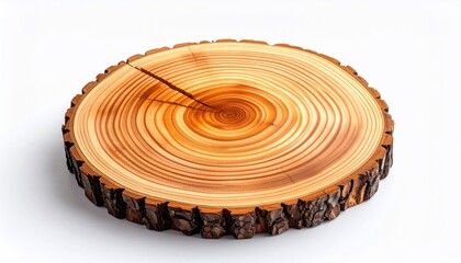 Cross-section of a tree trunk, showcasing growth rings, texture, and natural wood grain