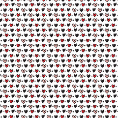 Cute doodle style hearts seamless vector pattern. Valentine's Day handwritten background. Hand drawn ornamentation. 