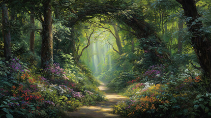 Obraz premium Mystical woodland tunnel concept