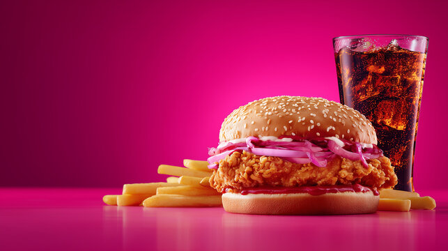 Fried chicken burger combo with fries