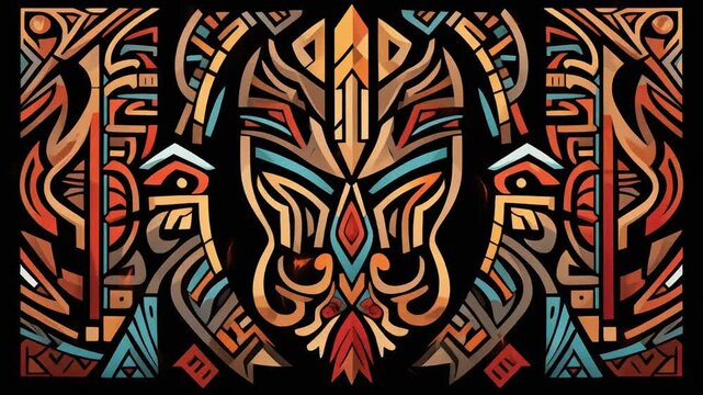 Colorful tribal pattern background with ethnic motifs inspired by ancient cultures