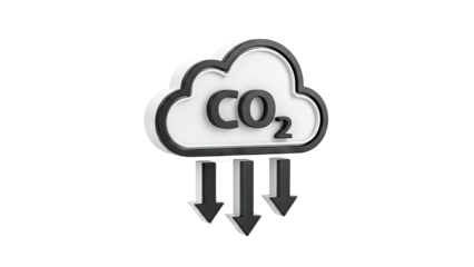 CO2 Cloud Icon with Downward Arrows
