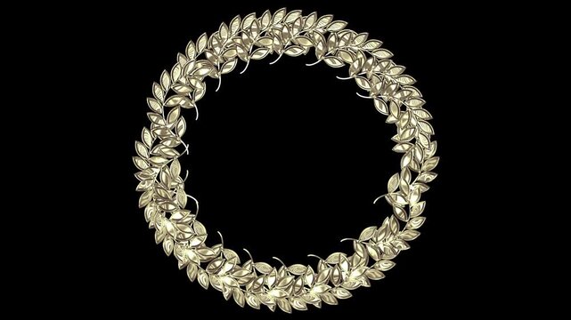 Golden Award Wreath Leaf Animation Transparent Alpha Channel