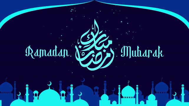 Ramadan calligraphy with mosques design is perfect for festive invitations, banners, social media posts, and greeting videos.