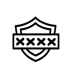  Secure login vector icon. Password protection shield glyph icon. Vector graphic, not Artificial Intelligence, logo illustration. Replaceable vector design.