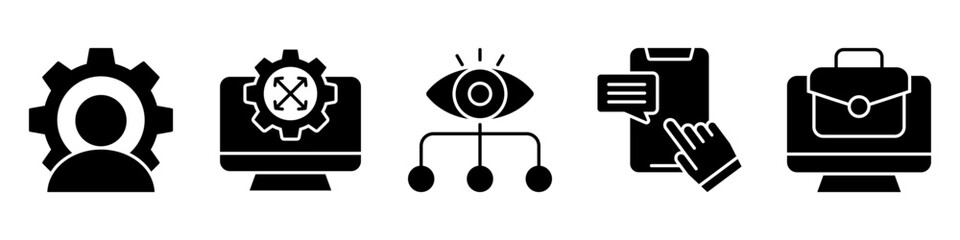 management role icon set collection, for business control concept with icons executive, control, supervision, interaction, job. simple vector glyph illustration