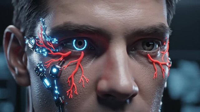 Cybernetic implants seamlessly integrated into human biology