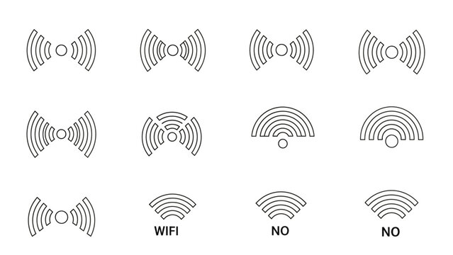 Wifi signal icons on white background.