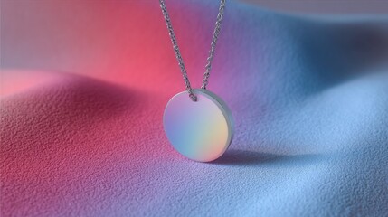 Colorful Necklace Pendant on Soft Fabric Background in Gradient Light