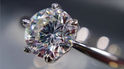 Brilliant Round Diamond Ring with Sparkling Reflection and Clarity