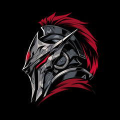 ultra-realistic gladiator head as an esport gaming logo. black background 