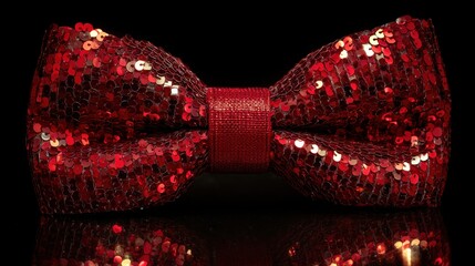 Red Sequin Bow Tie on a Black Background for Formal Events and Gifts