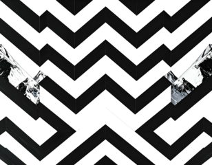 Geometric black and white chevron pattern with mountain peaks