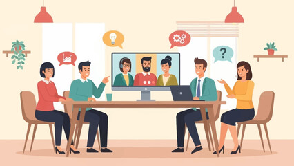 Diverse Team Meeting with Video Conference.