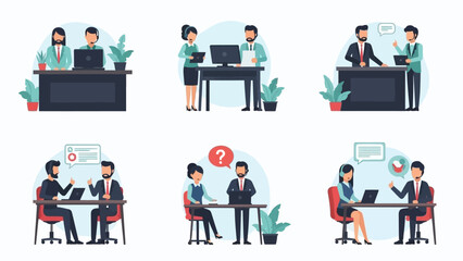 Business Professionals Working at Desks in Office.