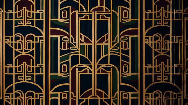 Elegant Golden Art Deco Pattern Background Loop for Gatsby Themed Events