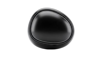Glossy Black Oval Object with Silver Trim