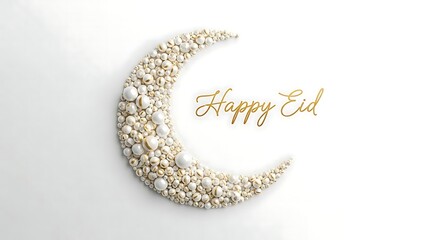 Elegant crescent moon crafted with sparkling jewels celebrating the joyous occasion of eid