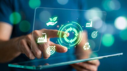 Sustainable Green Energy Circular Economy Ecology Business Concept Banner