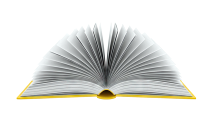 Open Yellow Hardcover Book with Blank White Pages