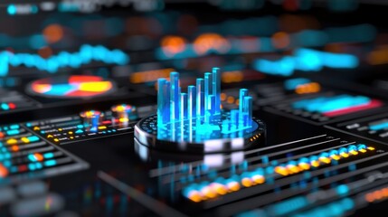 Abstract Data Visualization with Colorful Charts and Graphs in a Modern Digital Interface