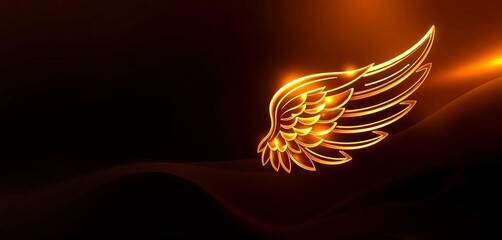 Golden metallic wing line art, luxurious and sleek design,  premium,  graphic