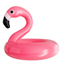 Adorable 3D render of a pink flamingo pool float, perfect for summer pool parties, tropical vacation themes, and fun water-related graphic design projects.