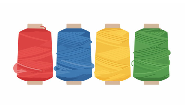 Colorful Thread Spool Vector Set Yarn Bobbin Reel for Dressmakers Illustration