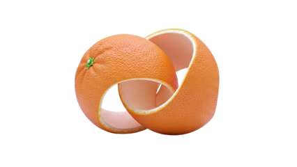 Orange peel twisted into abstract shape