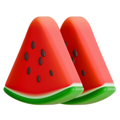3D render of a fresh watermelon slice, perfect for summer vacation themes, healthy food designs, and refreshing seasonal tropical-themed graphic advertisements.