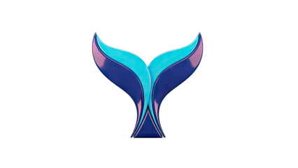 Blue abstract whale tail logo on white background