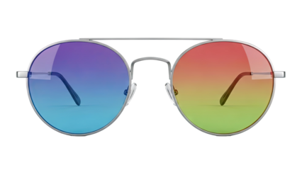 Aviator Sunglasses with Rainbow Gradient Lenses