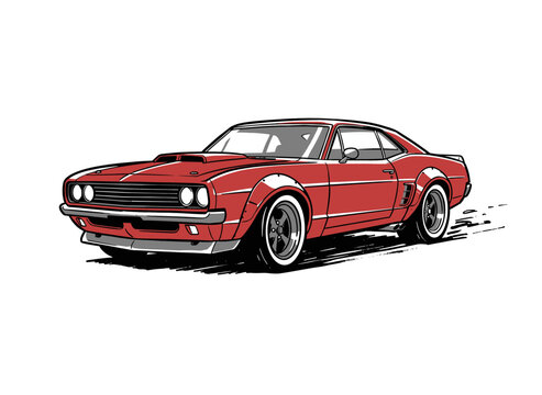 Sport car print design for t shirt print, poster, sticker, background and other uses. Fast wheels challenge. Road speed graphic print. Extreme racing