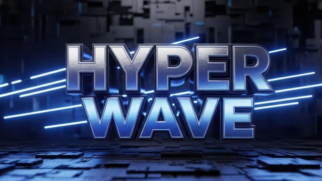 Hyperwave 3D Text Effect with Neon Lights and Futuristic Background.