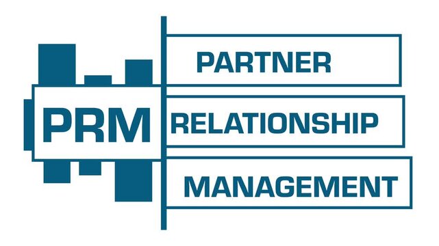 PRM - Partner Relationship Management Blue Rectangles Moving Text 