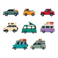 Road Trip Travel Car Illustration Set