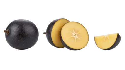 Fresh passion fruit slices isolated on transparent background