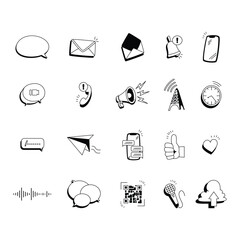 Communication And Social Media Icon Illustration Set