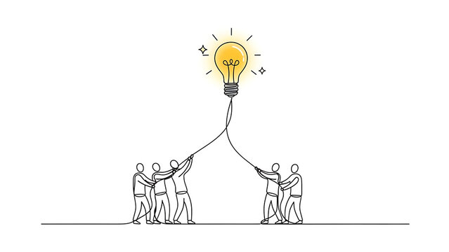 Teamwork makes the dream work with bright idea