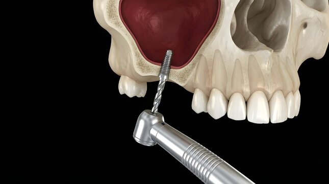 Dental Sinus Lift Procedure and Maxillary Bone Augmentation 3D Illustration