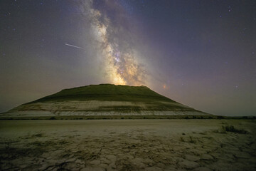 Stunning Milkyway Photography in  Mangystau , Kazakhstan. Ak Orpa pinnacles view, Bozzhira valley....