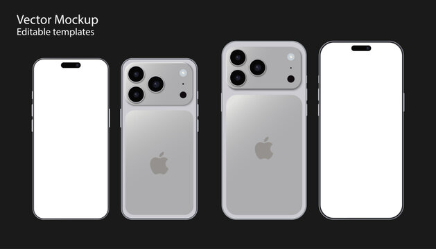 Realistic Smartphone Mockup icon with blank screen. iphone 17 pro and pro max smartphone mockup. white gray, orange, smartphone device blank screen mockup template phone layout. vector illustration