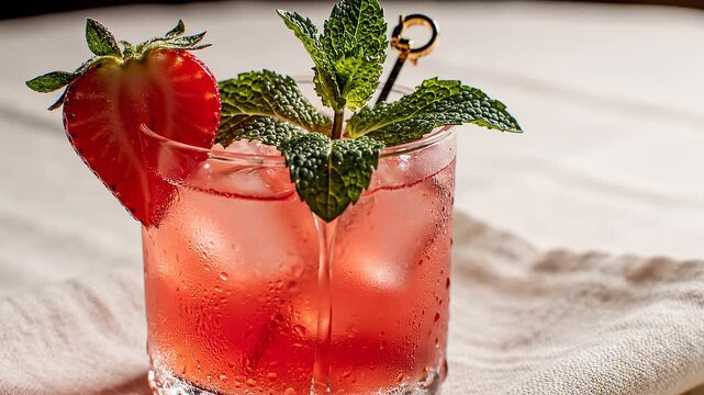 Refreshing Strawberry Mint Cocktail: Summer Drink Recipe for a Festive Occasion