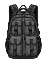 Black Backpack Isolated on White Background