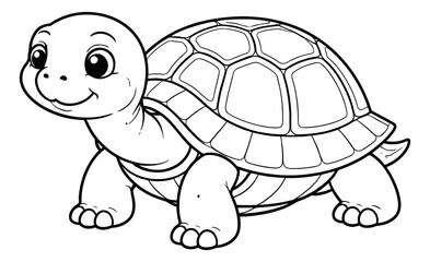 Cute line art illustration of a baby turtle depicting a friendly character for children's projects