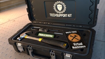 Tech support kit with tools for virtual maintenance and brute force