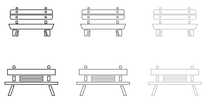 wooden park bench line icon vector, wooden bench symbol vector outline icon illustration